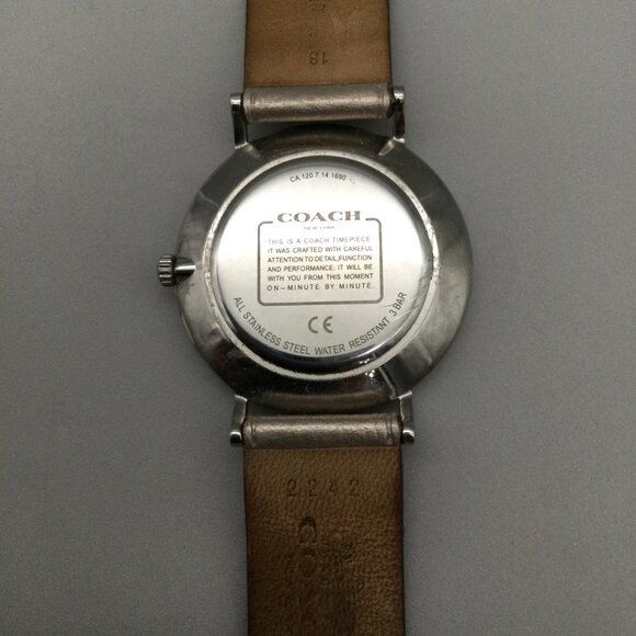 Coach Perry Watch Women 36mm Silver Tone Champagne Leather Band New Battery main image 4